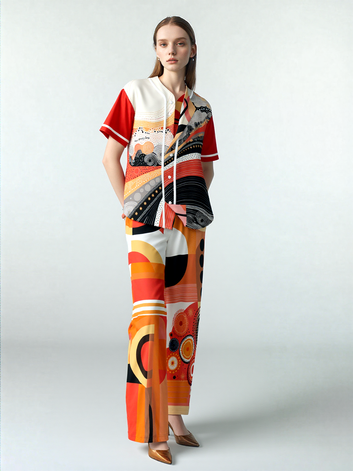 Sunset Springs Abstract 70s Short Sleeve Eco-Poly Reversible Baseball Jersey