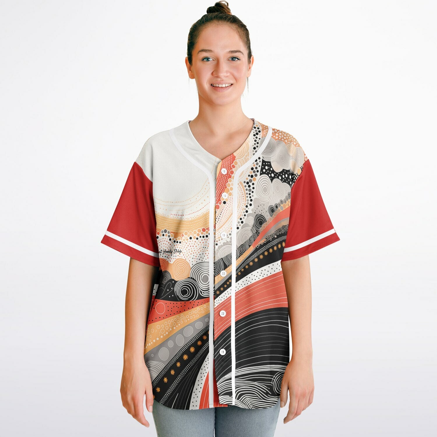 Sunset Springs Abstract 70s Short Sleeve Eco-Poly Reversible Baseball Jersey