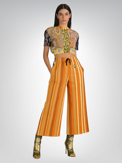 Sunshine of My Life in Floral Eco-Poly Short Sleeve Cropped Pullover