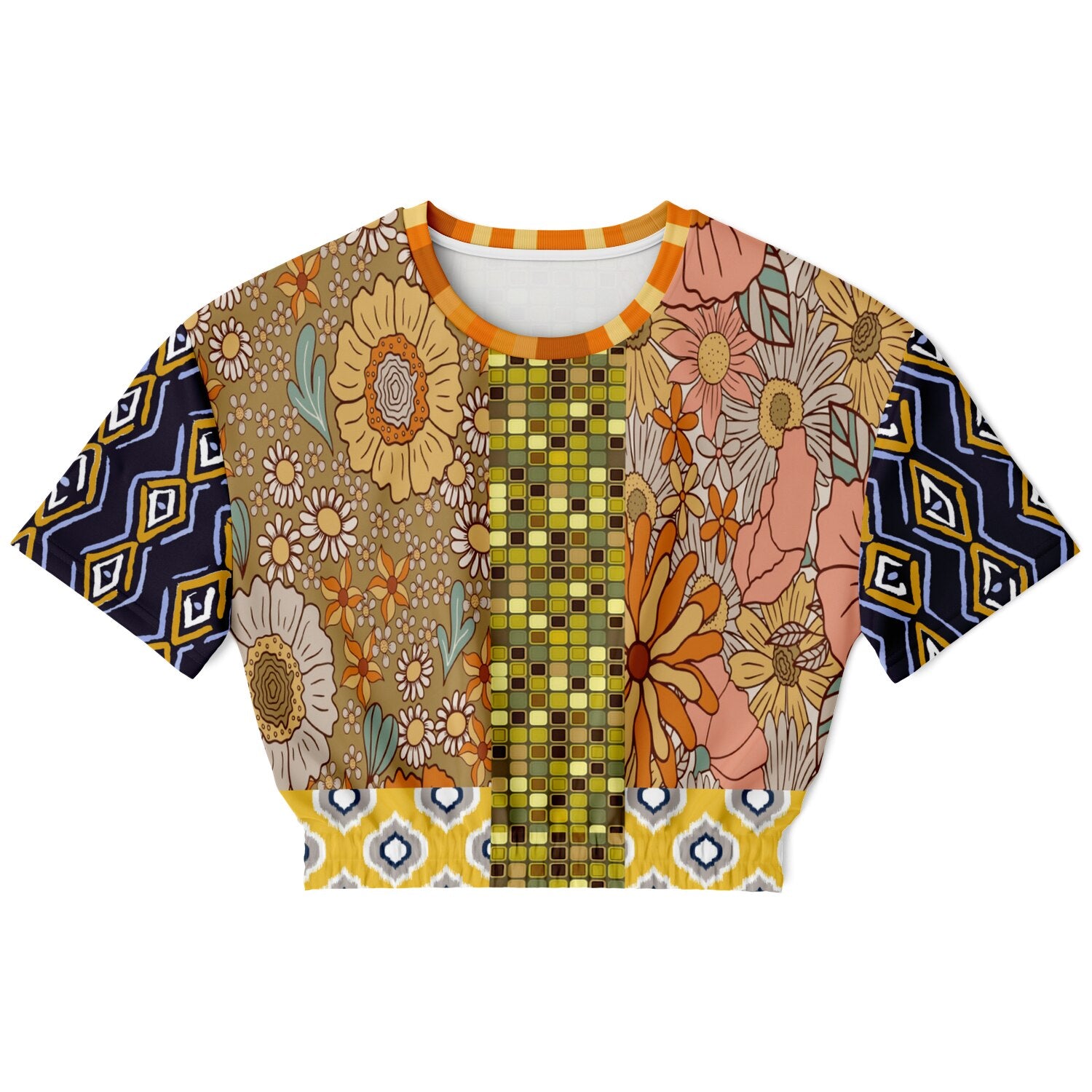 Sunshine of My Life in Floral Eco-Poly Short Sleeve Cropped Pullover