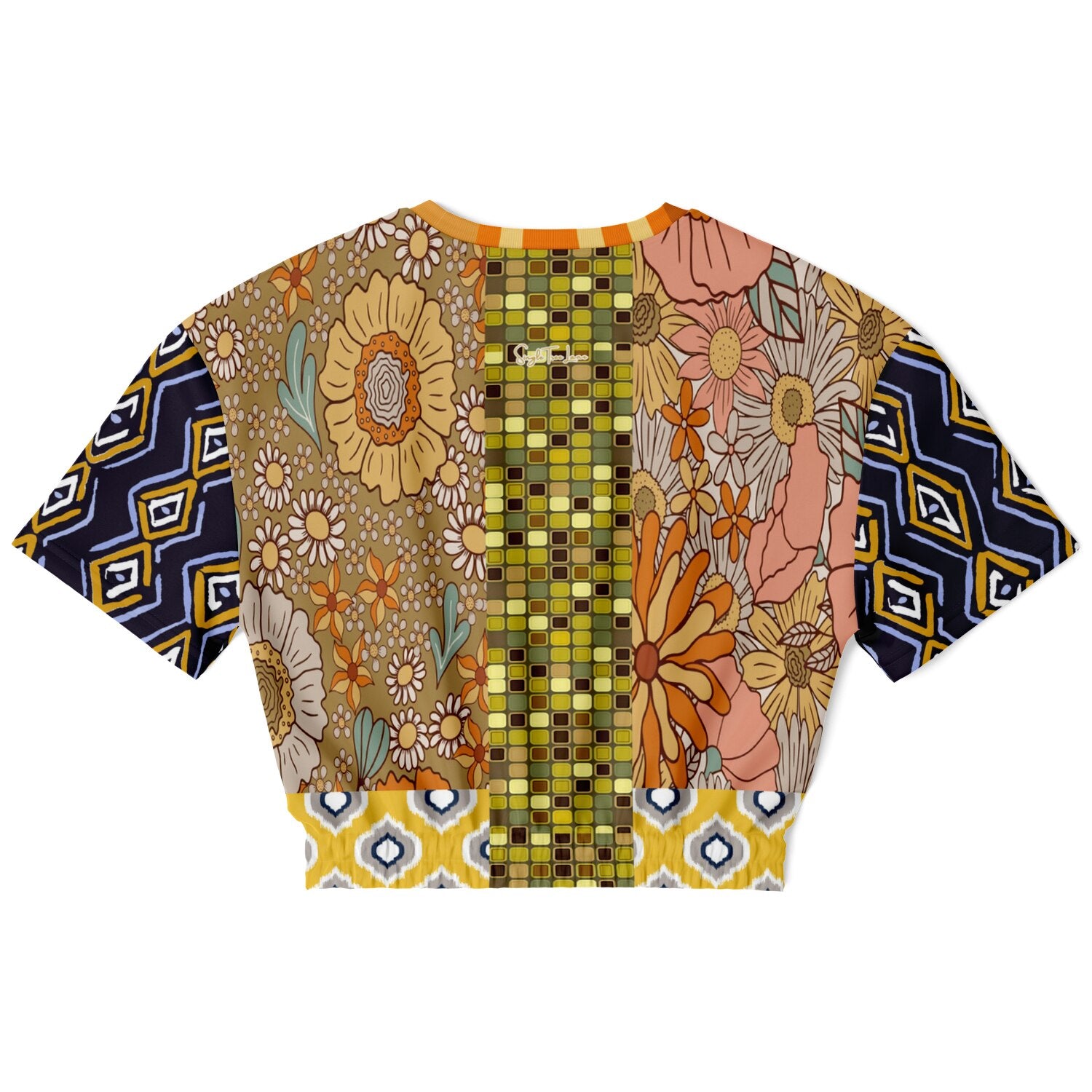 Sunshine of My Life in Floral Eco-Poly Short Sleeve Cropped Pullover