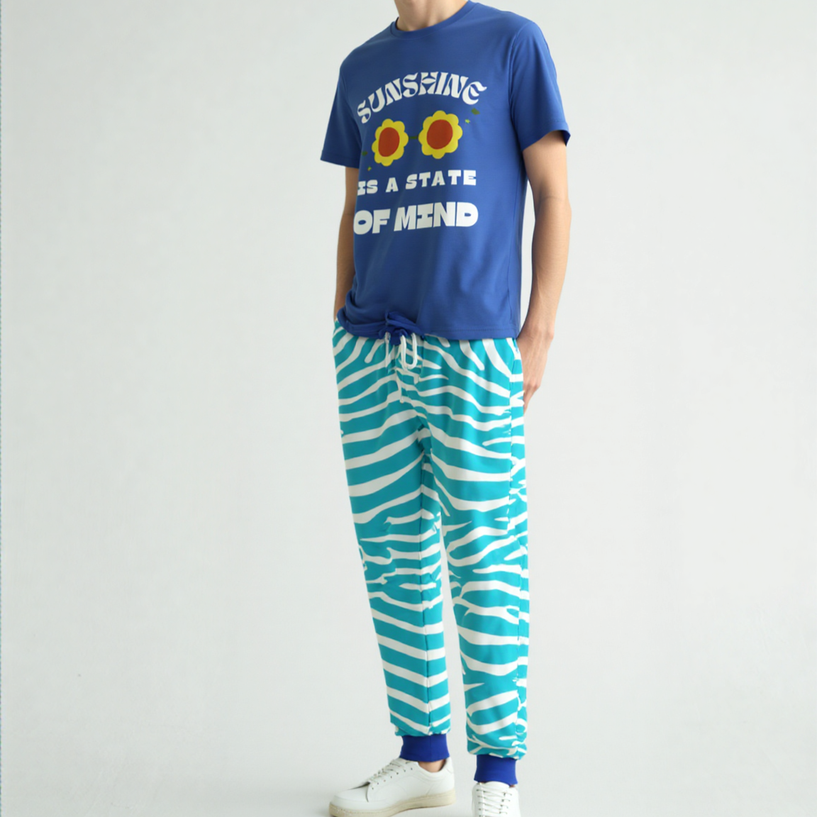 Zebra in Turquoise Eco-Poly Unisex Joggers