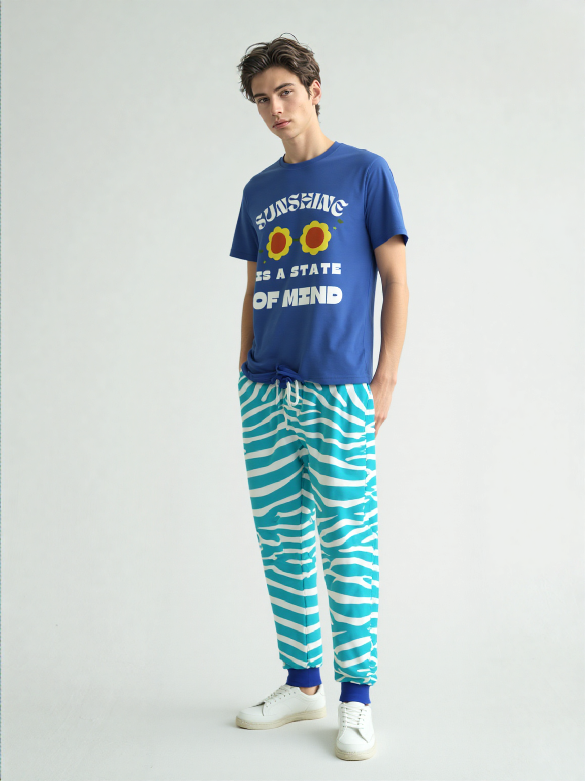 Zebra in Turquoise Eco-Poly Unisex Joggers