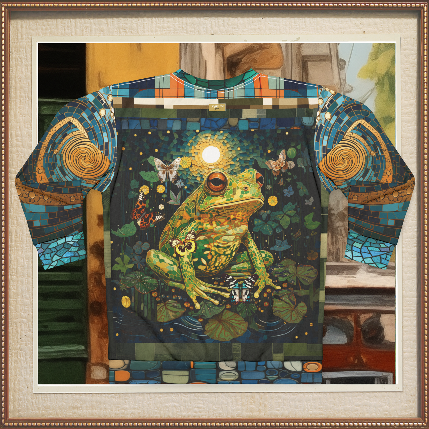 Super Jolly Green Leap Frog Mosaic Print Unisex Sweatshirt (Gold Label)