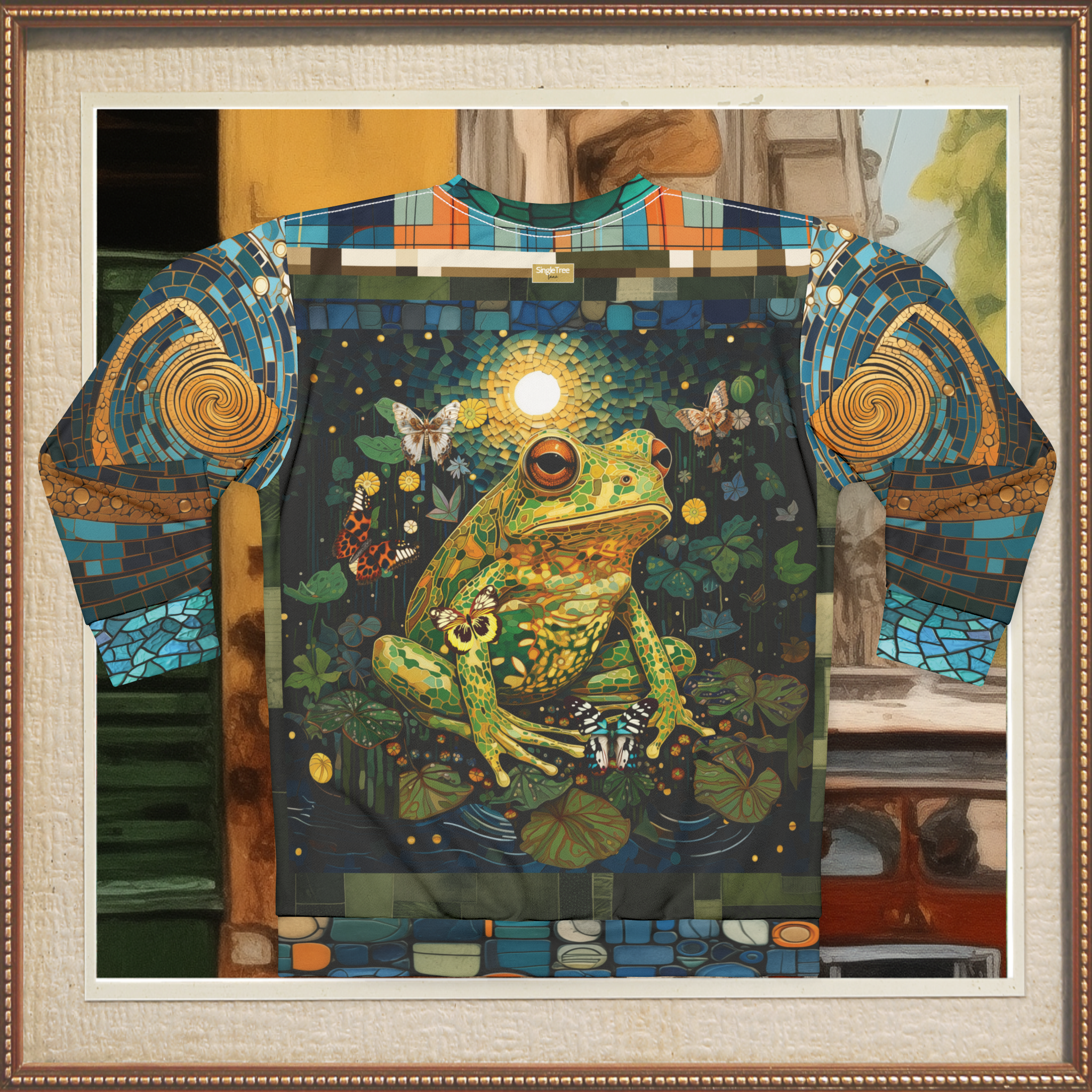 Super Jolly Green Leap Frog Mosaic Print Unisex Sweatshirt (Gold Label)