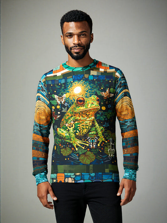 Super Jolly Green Leap Frog Mosaic Print Unisex Sweatshirt (Gold Label)