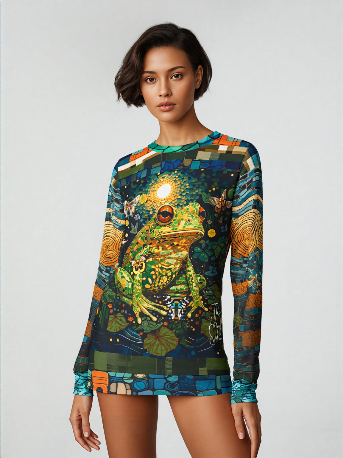 Super Jolly Green Leap Frog Mosaic Print Unisex Sweatshirt (Gold Label)