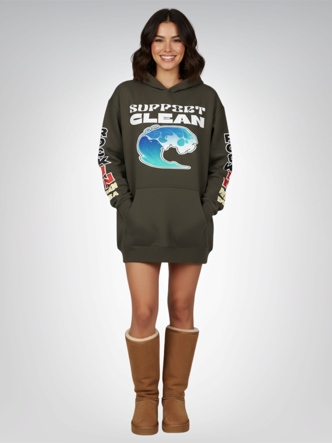 Support Clean Oceans Heavyweight 3-End Fleece Unisex Hoodie