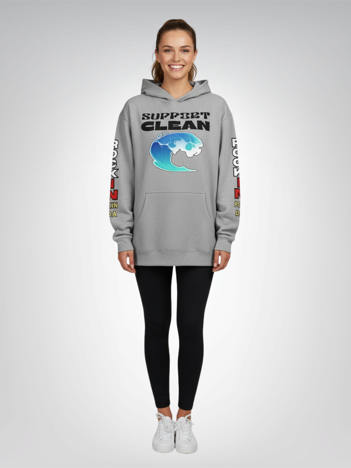 Support Clean Oceans Heavyweight 3-End Fleece Unisex Hoodie