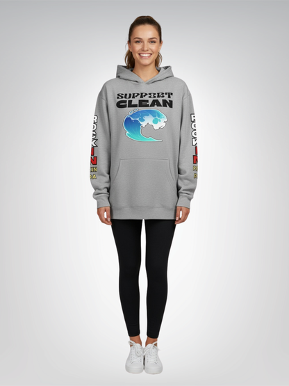 Support Clean Oceans Heavyweight 3-End Fleece Unisex Hoodie