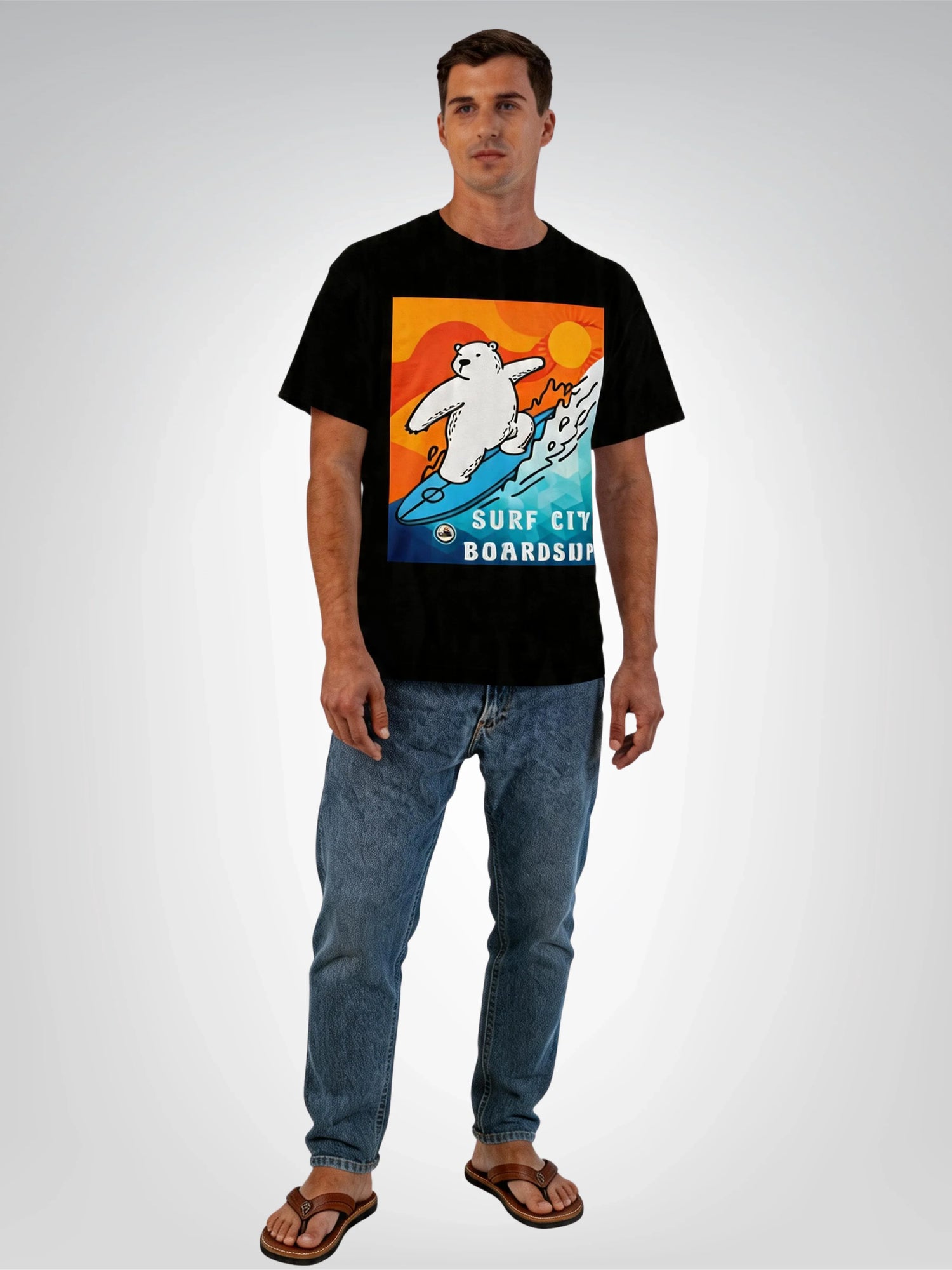 Surf City Boardshop Polar Bear Mascot Sunset Edition Heavyweight Tee