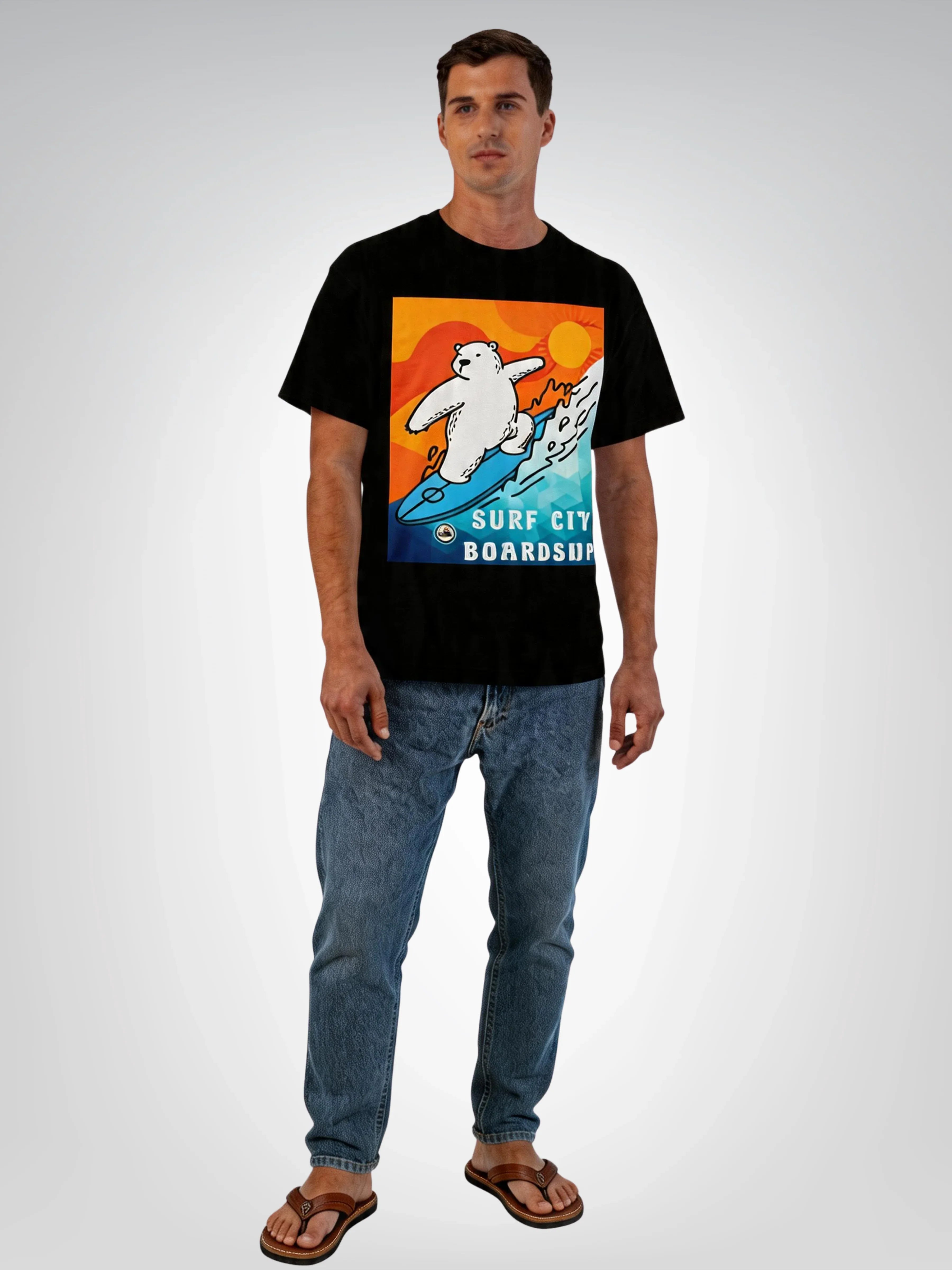 Surf City Boardshop Polar Bear Mascot Sunset Edition Heavyweight Tee