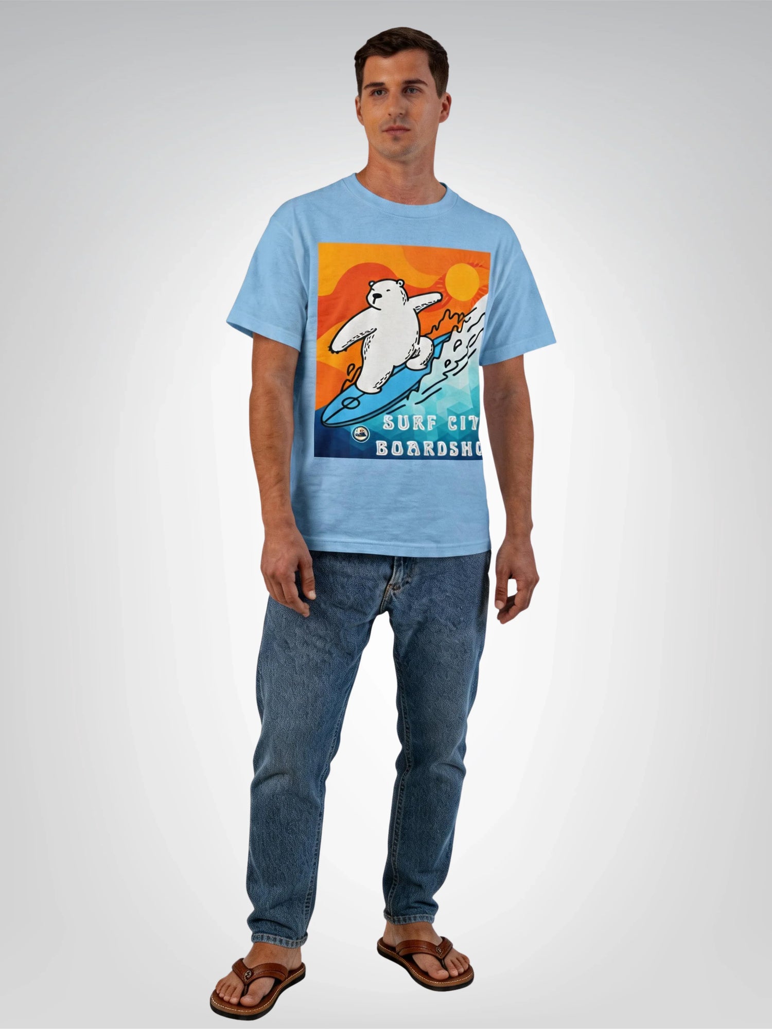 Surf City Boardshop Polar Bear Mascot Sunset Edition Heavyweight Tee
