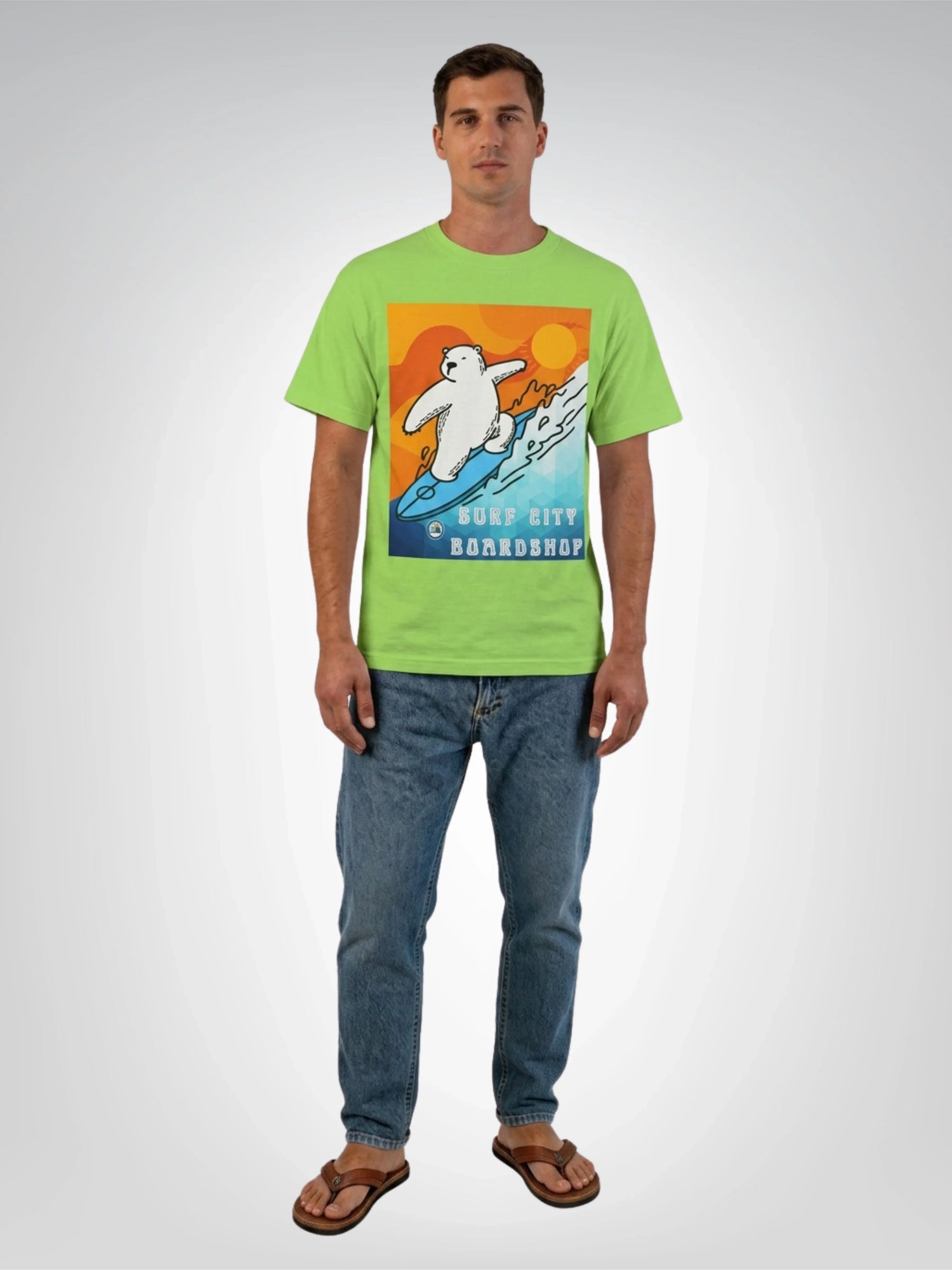 Surf City Boardshop Polar Bear Mascot Sunset Edition Heavyweight Tee