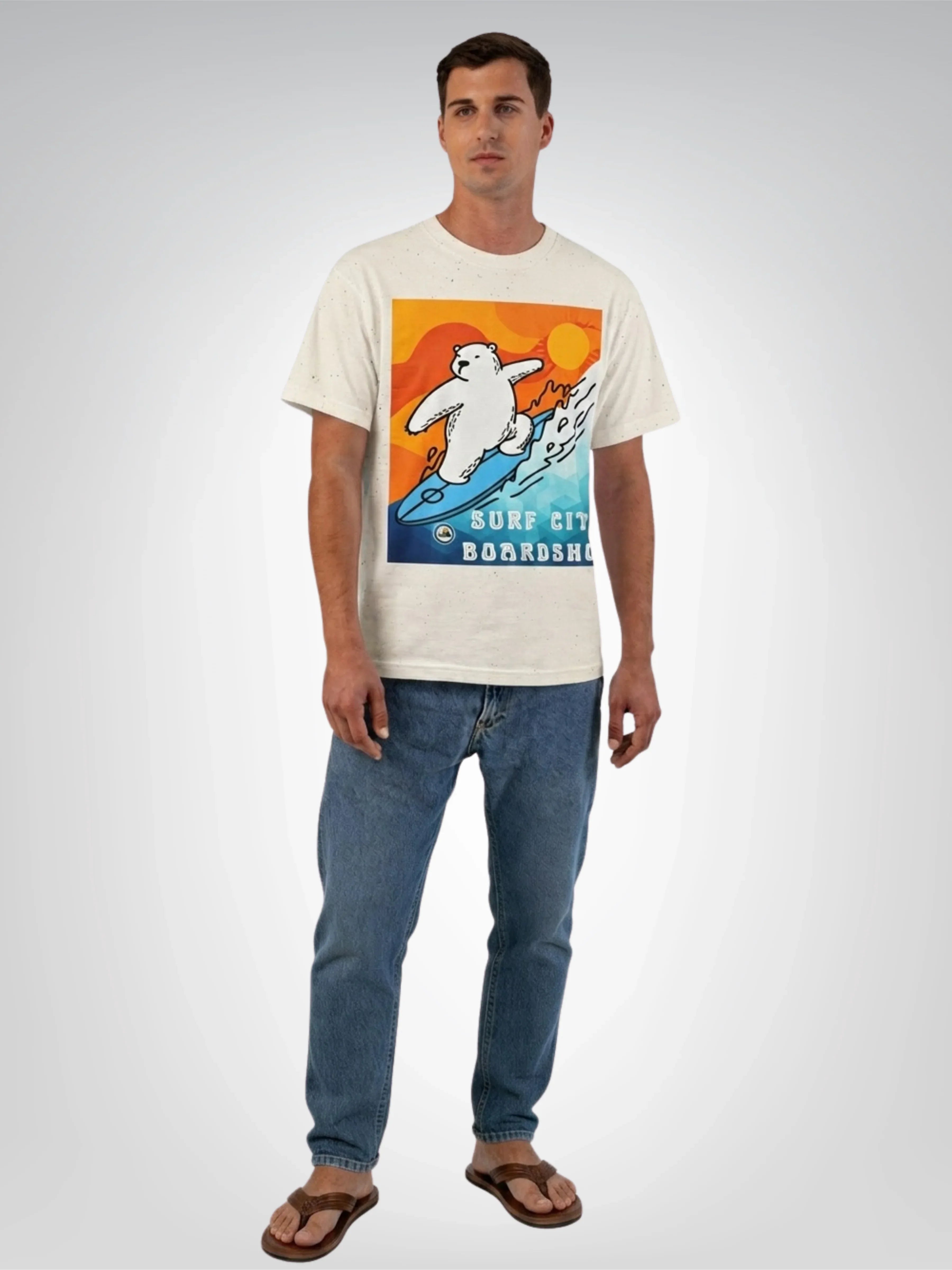 Surf City Boardshop Polar Bear Mascot Sunset Edition Heavyweight Tee