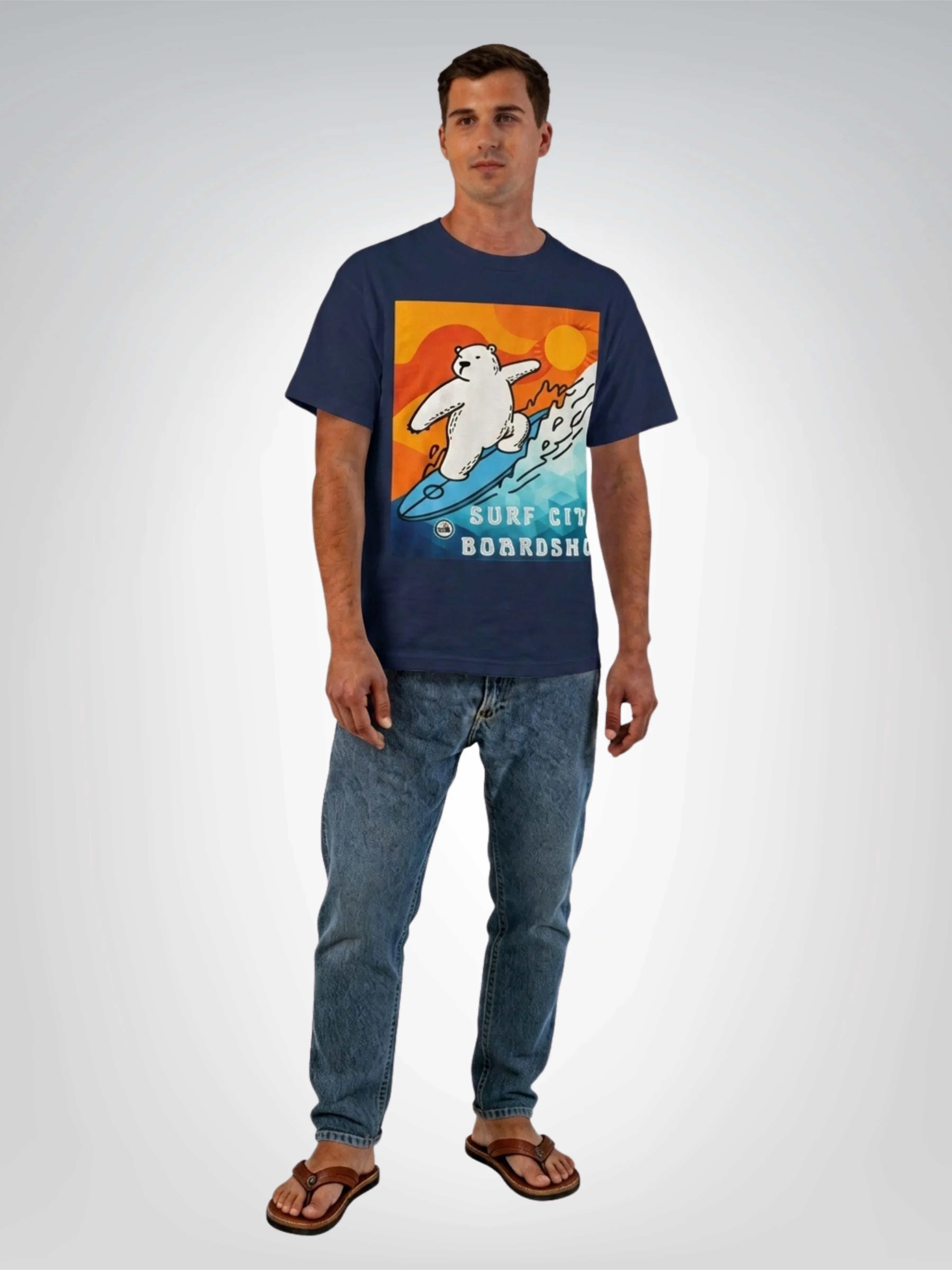 Surf City Boardshop Polar Bear Mascot Sunset Edition Heavyweight Tee