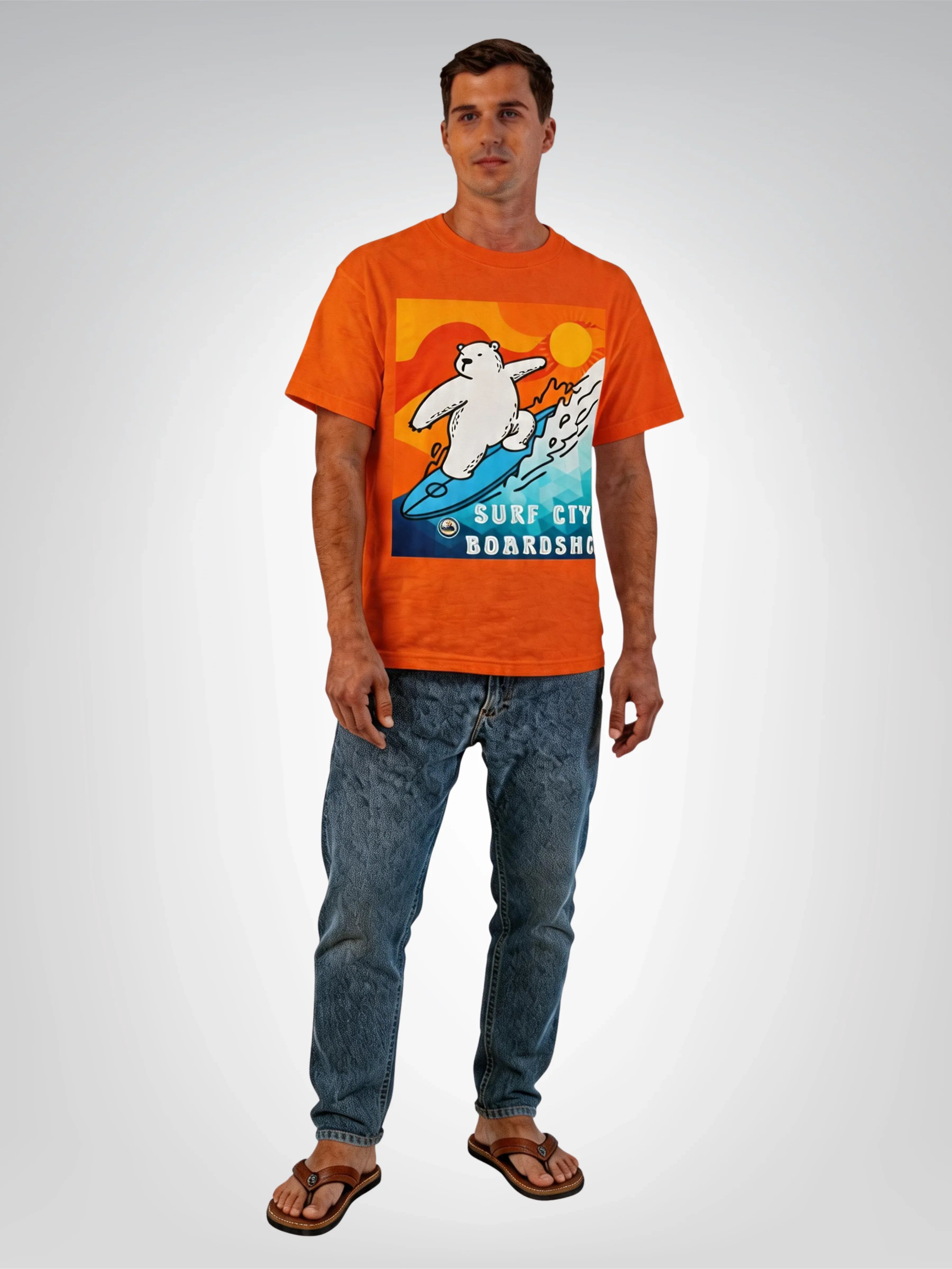 Surf City Boardshop Polar Bear Mascot Sunset Edition Heavyweight Tee