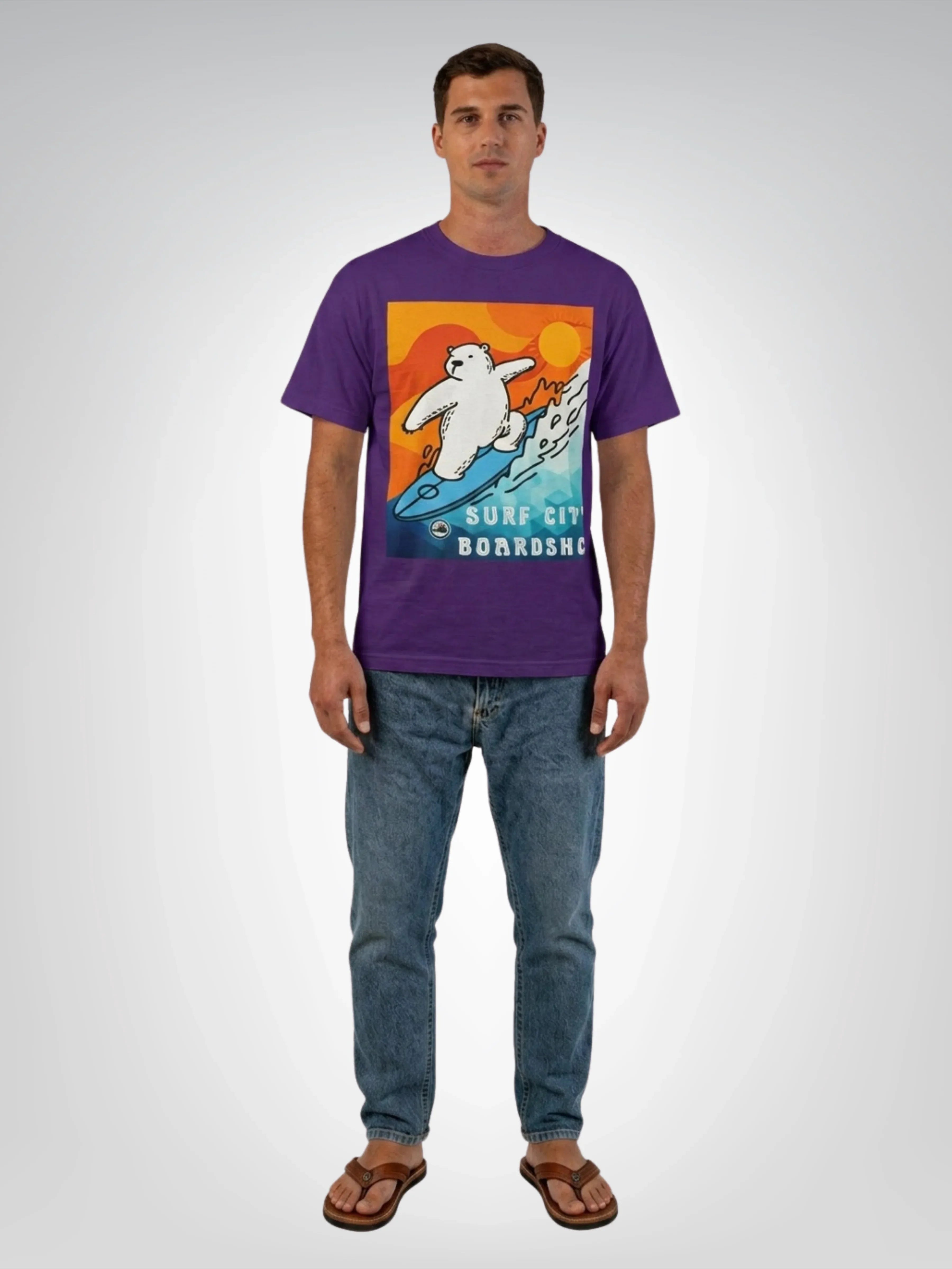 Surf City Boardshop Polar Bear Mascot Sunset Edition Heavyweight Tee