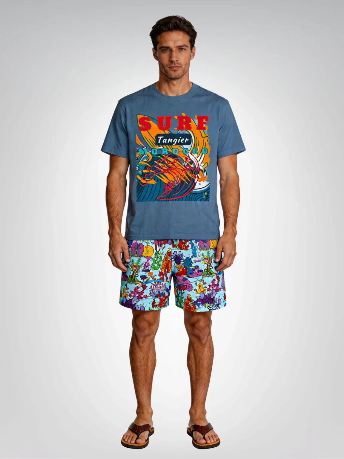 Surf Tangier Morocco Interpretive Art Design Heavyweight Tee
