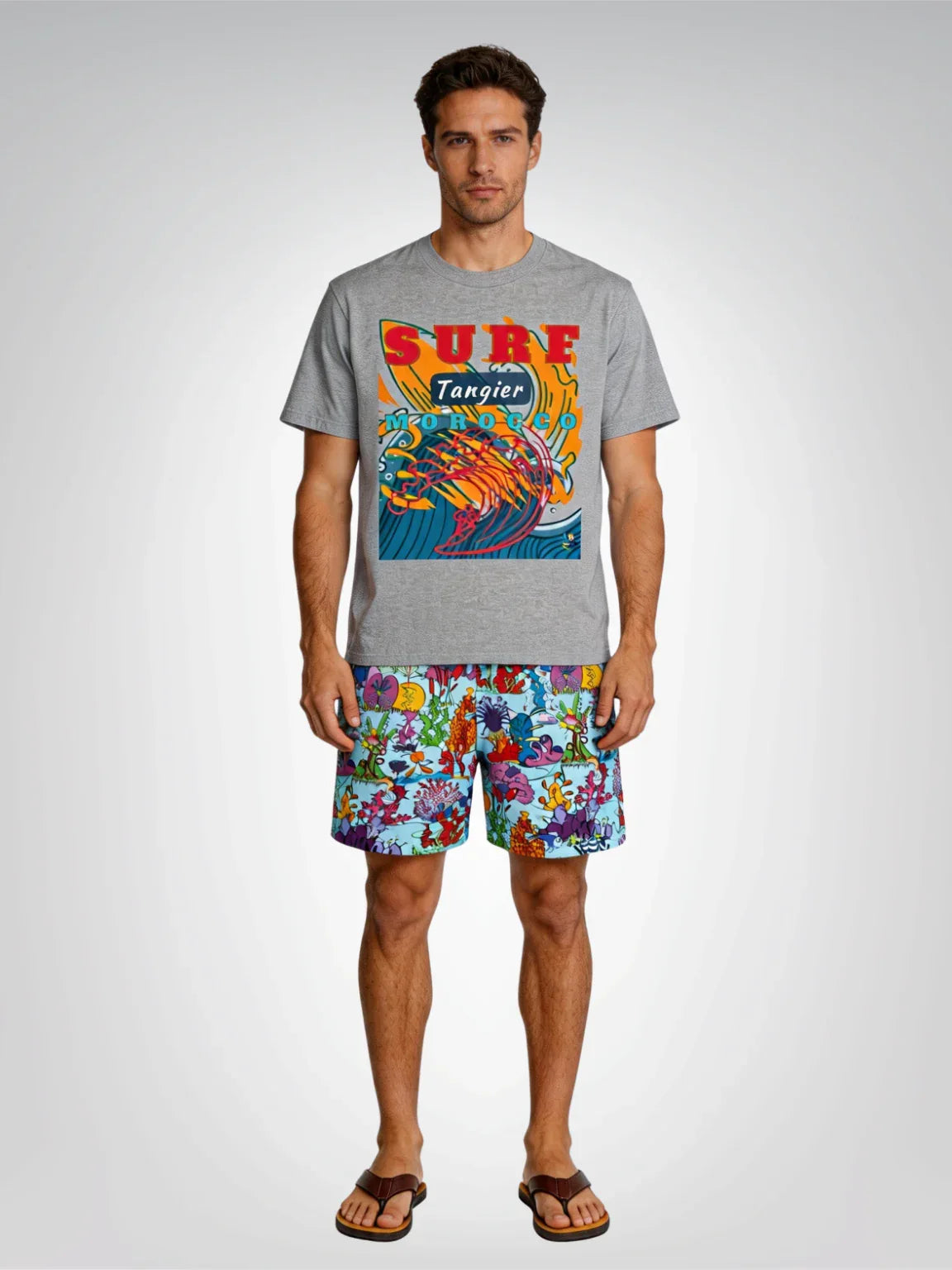Surf Tangier Morocco Interpretive Art Design Heavyweight Tee