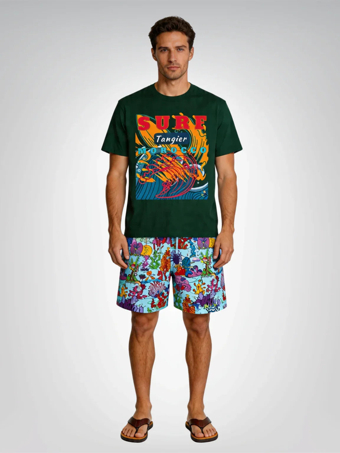 Surf Tangier Morocco Interpretive Art Design Heavyweight Tee