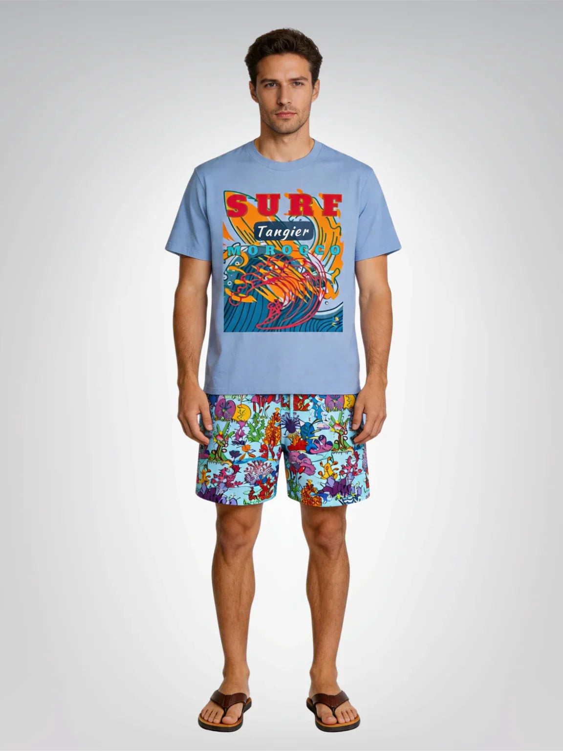 Surf Tangier Morocco Interpretive Art Design Heavyweight Tee