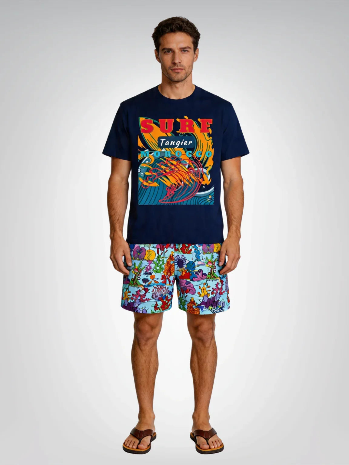 Surf Tangier Morocco Interpretive Art Design Heavyweight Tee