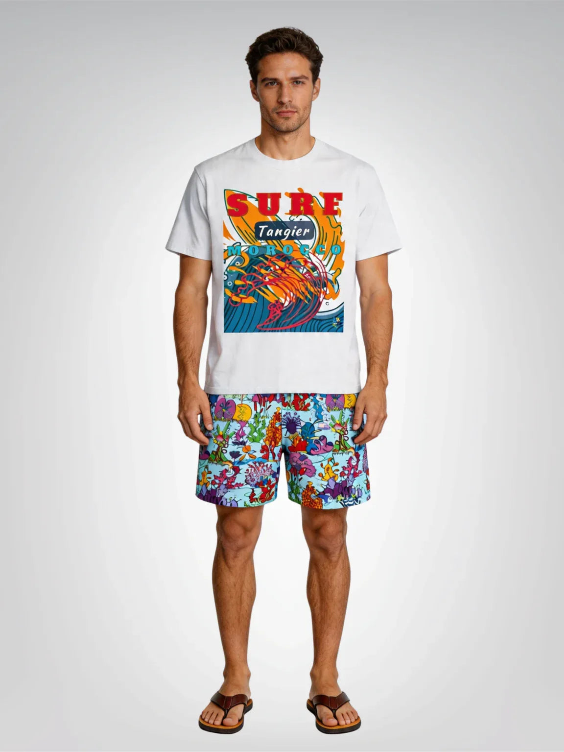 Surf Tangier Morocco Interpretive Art Design Heavyweight Tee