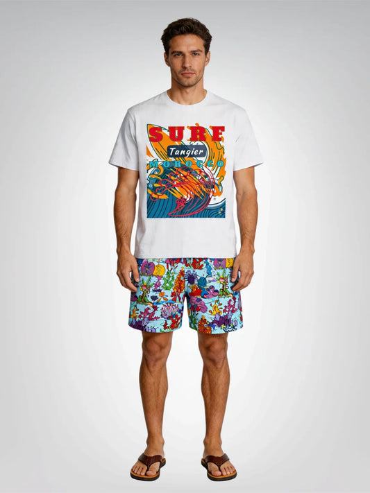 Surf Tangier Morocco Interpretive Art Design Heavyweight Tee