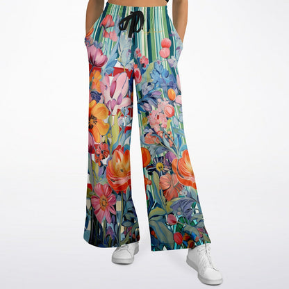 Swan in Floral Isolation Stripe Eco-Poly Wide Leg Pants
