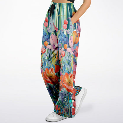 Swan in Floral Isolation Stripe Eco-Poly Wide Leg Pants