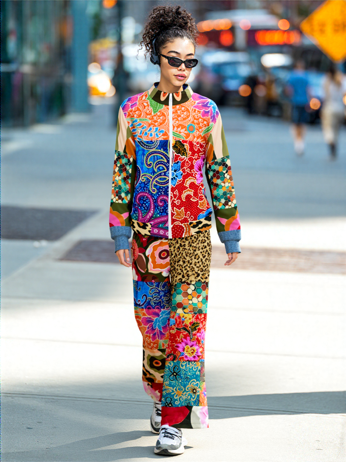 Sweet Clementine Batik Patchwork Eco-Poly Wide Leg Pants