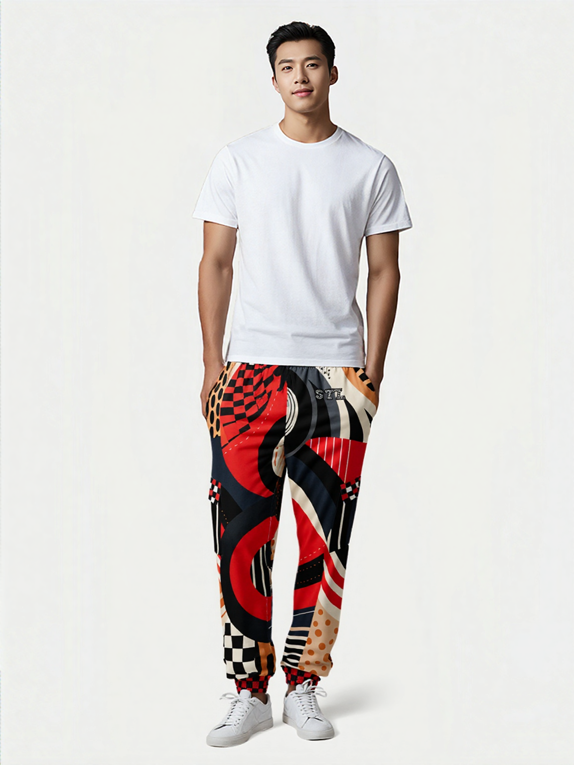 Switch Me Black in Abstract Zebra Eco-Poly Unisex Cargo Joggers