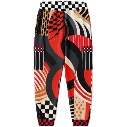 Switch Me Black in Abstract Zebra Eco-Poly Unisex Cargo Joggers