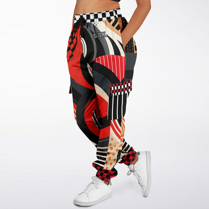 Switch Me Black in Abstract Zebra Eco-Poly Unisex Cargo Joggers