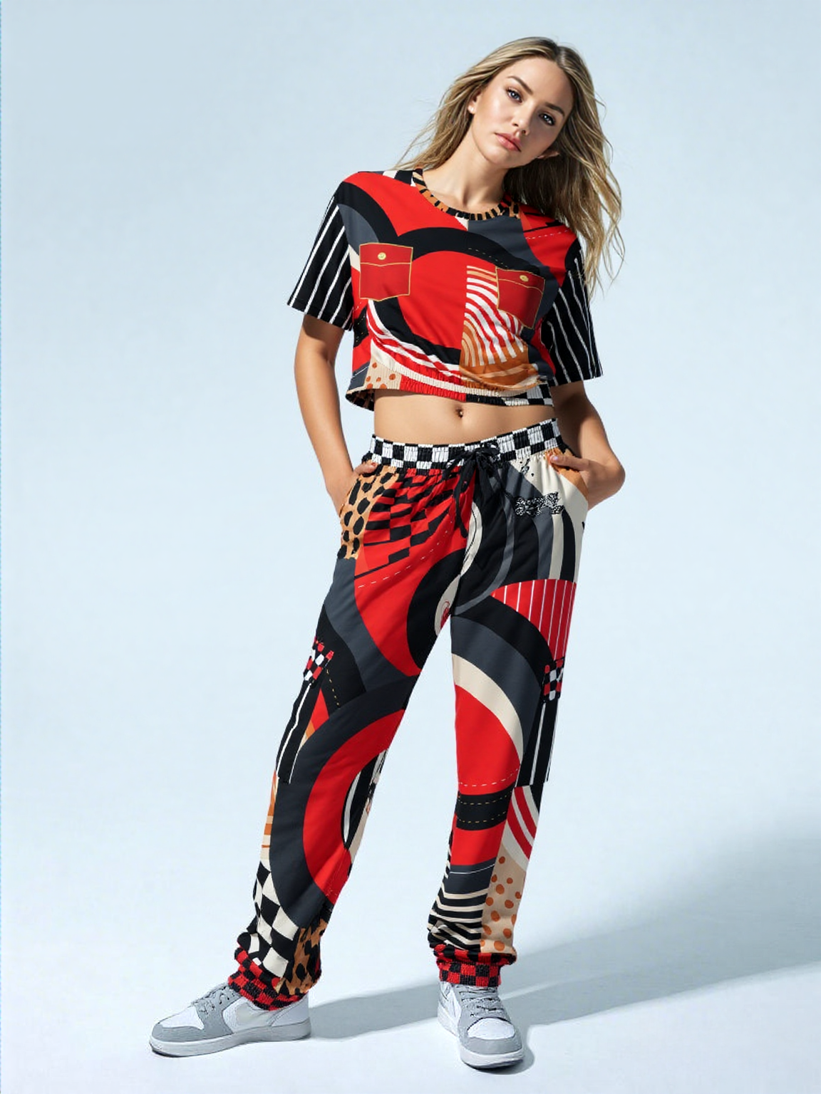 Switch Me Black in Abstract Zebra Eco-Poly Unisex Cargo Joggers