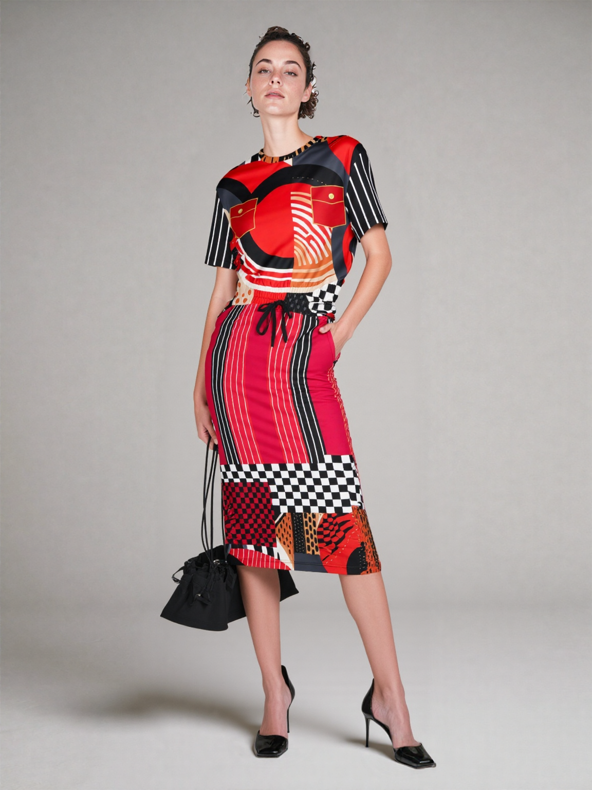 Switch Me Black in Abstract Zebra Eco-Poly Short Sleeve Cropped Pullover