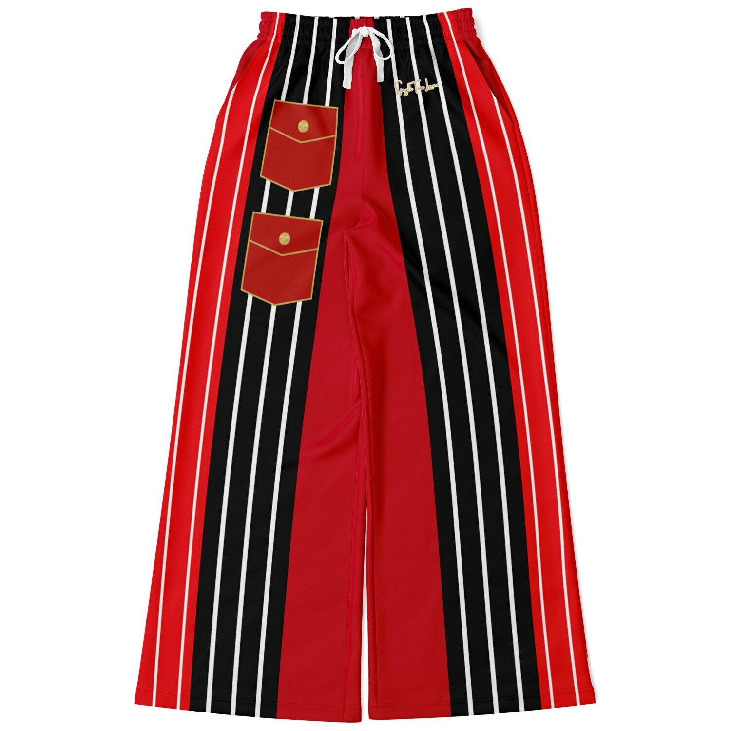 Switch Me Black in Pinstripe Eco-Poly Wide Leg Pants