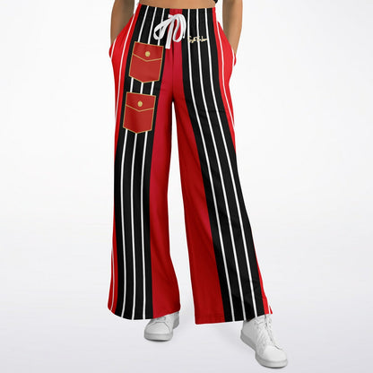 Switch Me Black in Pinstripe Eco-Poly Wide Leg Pants