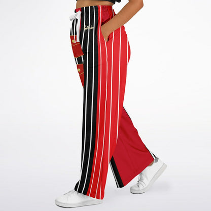 Switch Me Black in Pinstripe Eco-Poly Wide Leg Pants