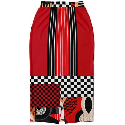 Switch Me Black in Pinstripe Eco-Poly Long Pocket Skirt