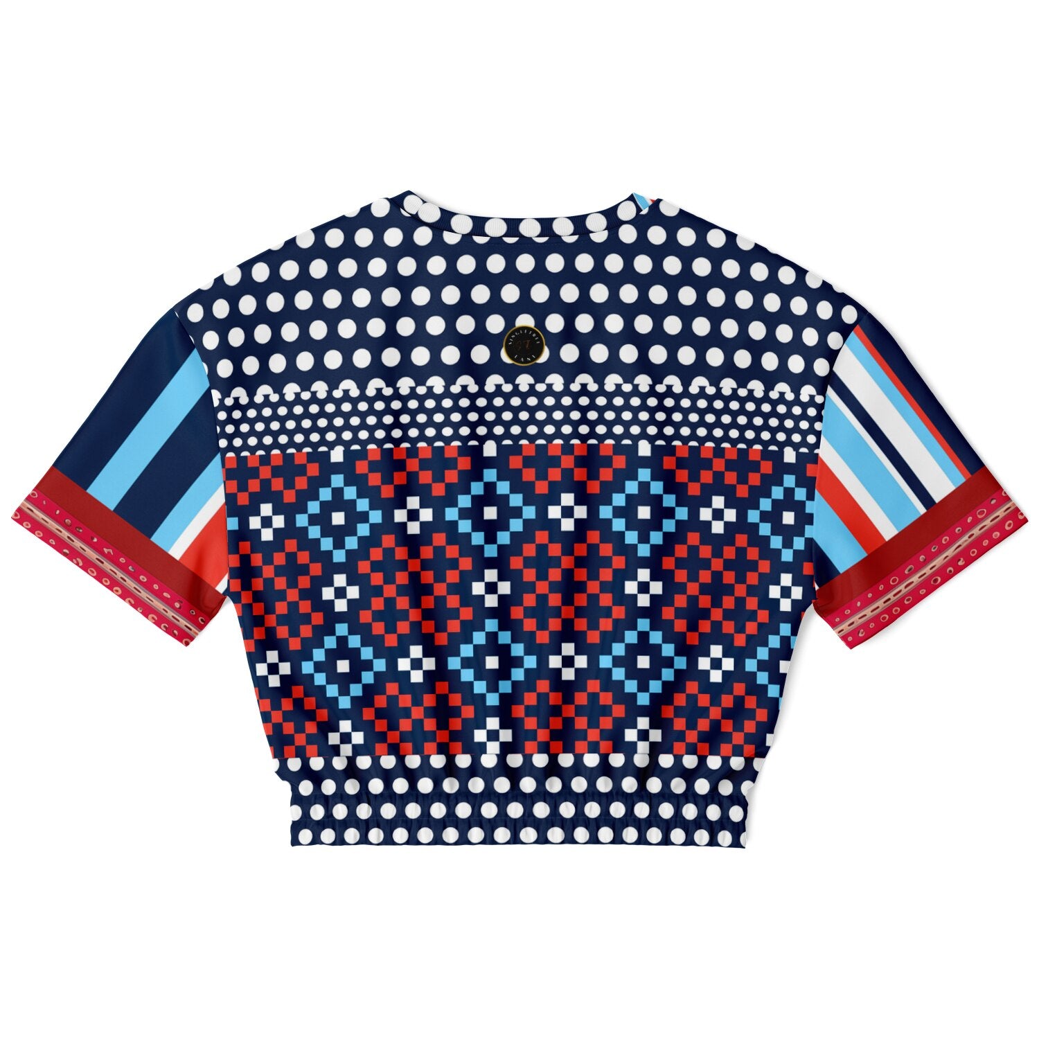 Tale of Two Cities Polka Dot Abstract Print Eco-Poly Short Sleeve Cropped Pullover