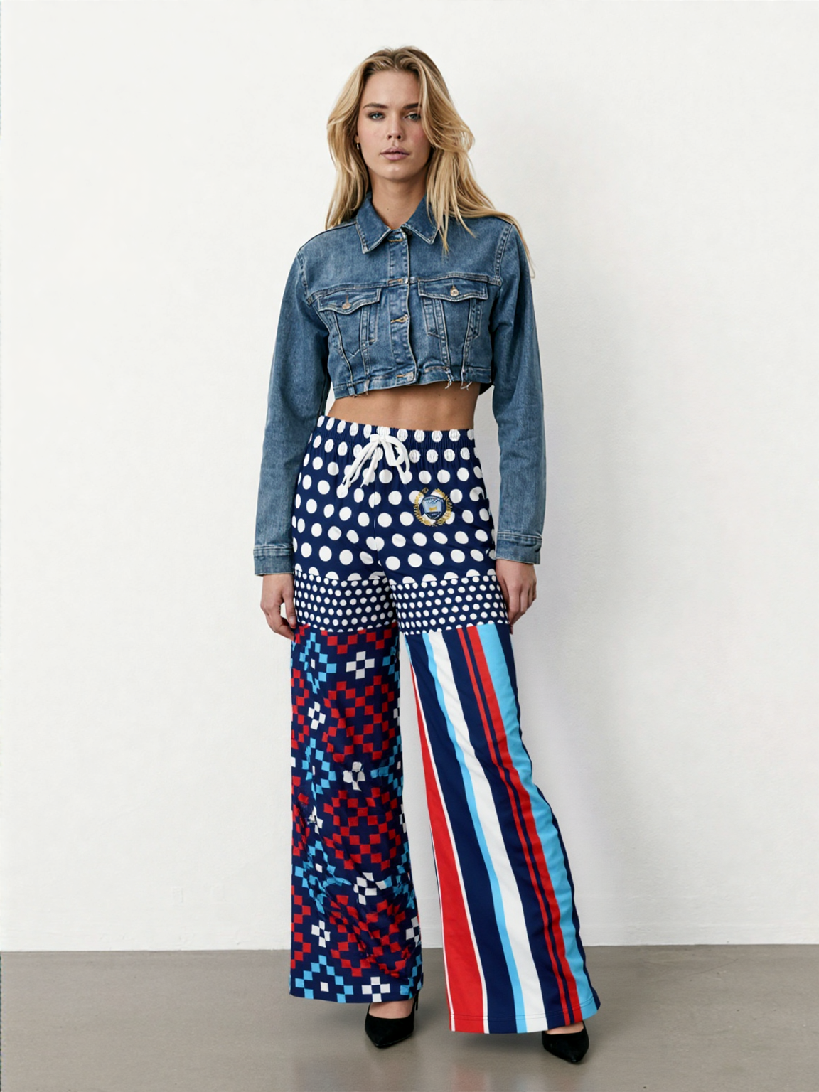 Tale of Two Cities Duo Print Eco-Poly Wide Leg Pants