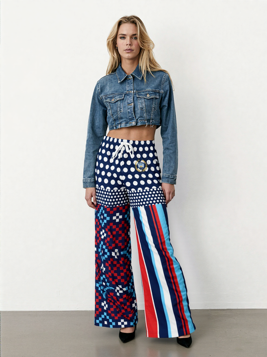 Tale of Two Cities Duo Print Eco-Poly Wide Leg Pants