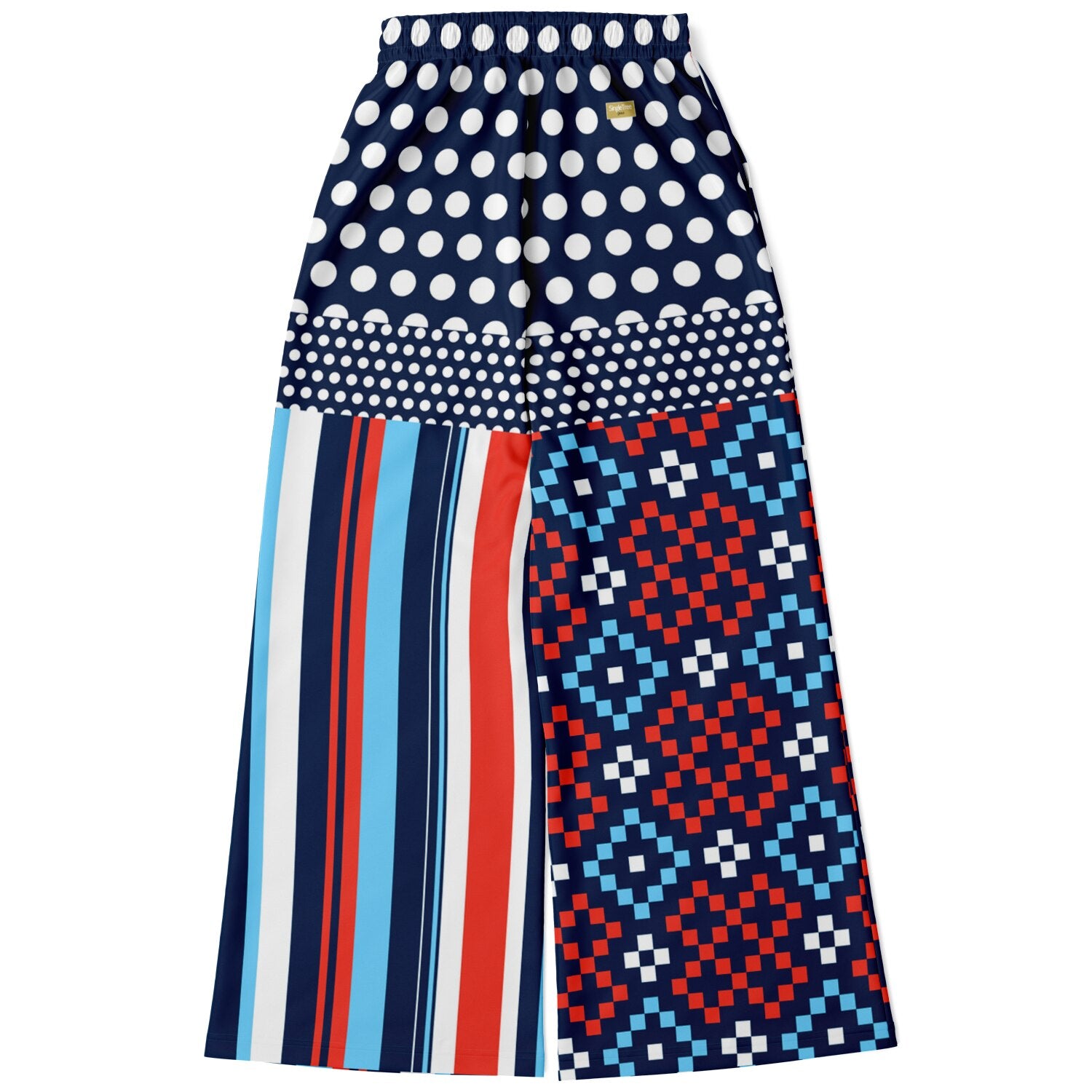 Tale of Two Cities Duo Print Eco-Poly Wide Leg Pants