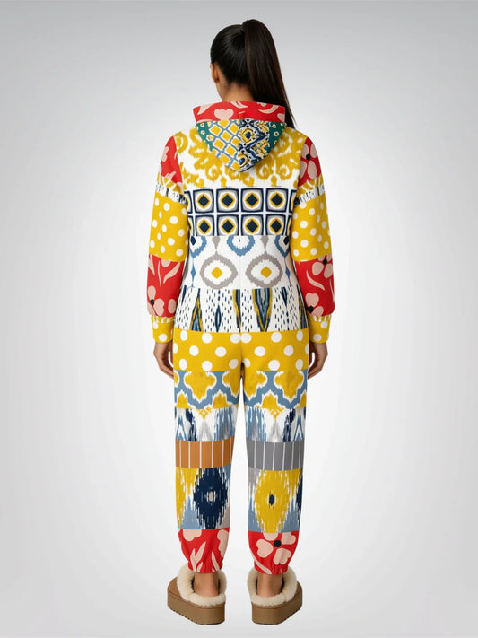 Tallulah Bankhead Floral Patchwork Unisex Fleece Romper