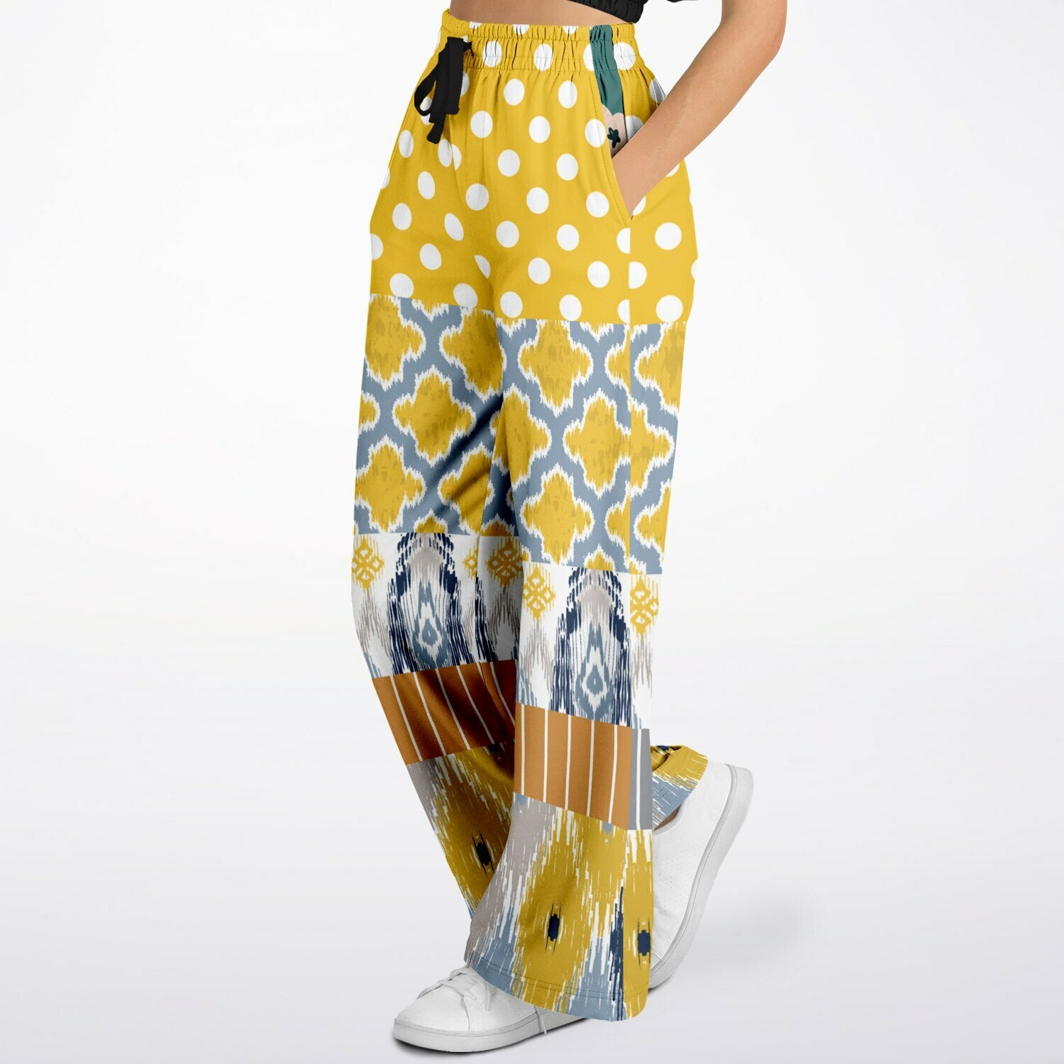 Tallulah Bankhead Ikat Polka Dot Eco-Poly Wide Leg Pants