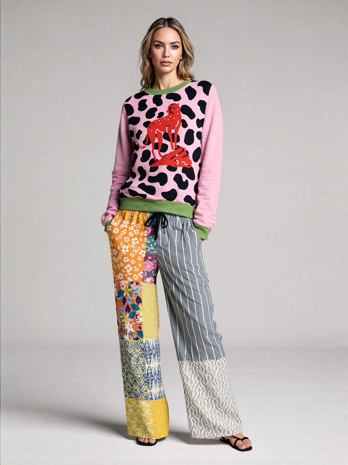 Tallulah Bankhead Striped Sin City Eco-Poly Wide Leg Pants