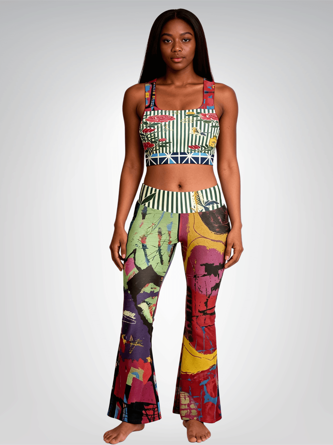 Tazania in Abstract Colorblock Padded Sports Bra