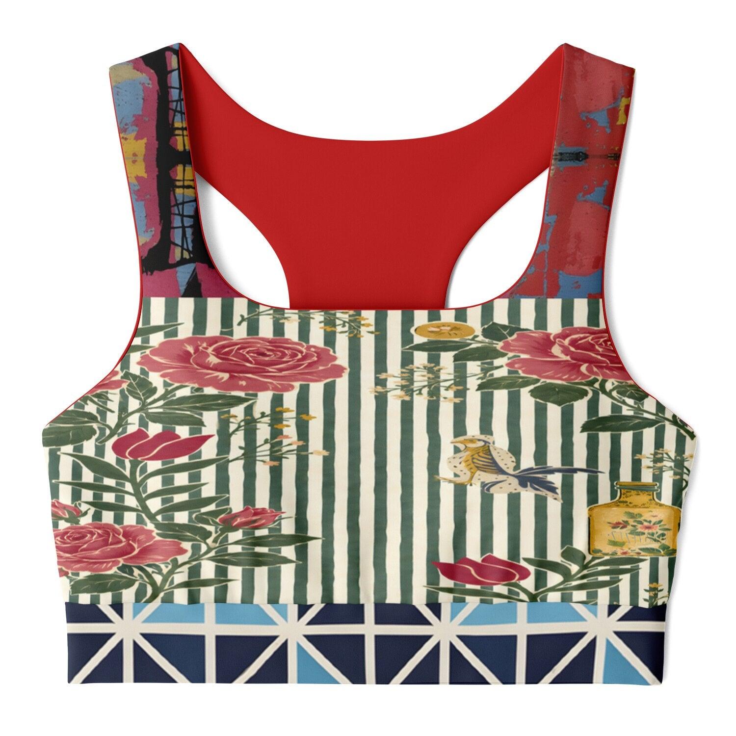 Tazania in Abstract Colorblock Padded Sports Bra